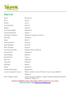 shrek the musical cast breakdown